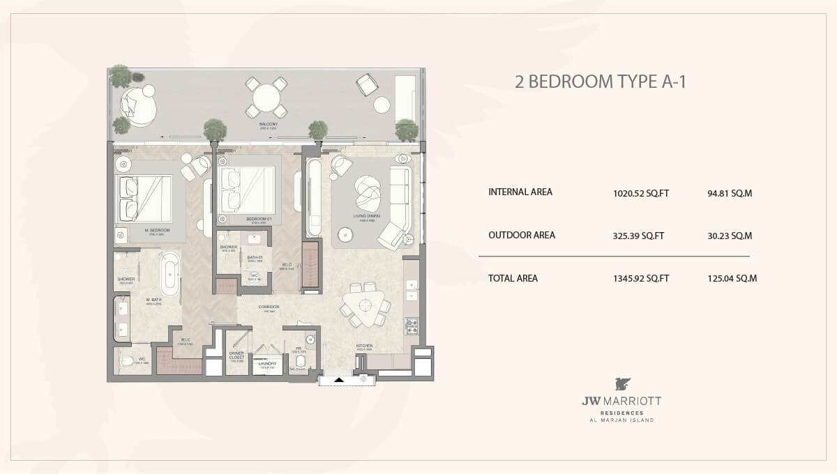 JW Marriott Residences 2 Bedroom Apartment Floor Plan