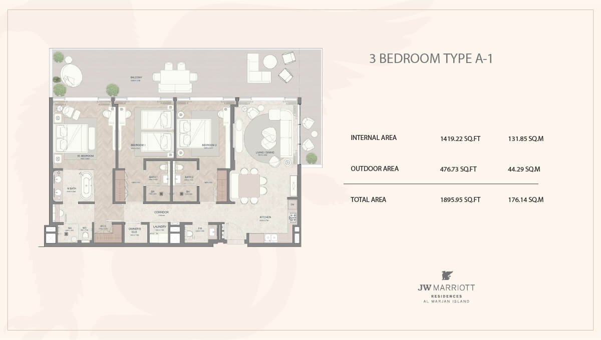 JW Marriott Residences 3 Bedroom Apartment Floor Plan